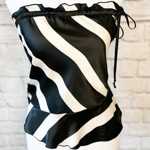White House Black Market Tops - White House Black Market Satin Black & White Strapless Top | Size XS